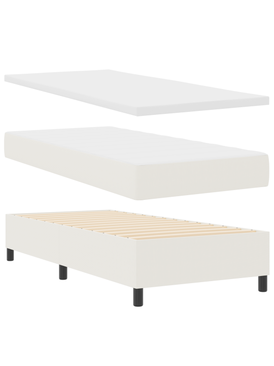 Box spring -sänky patjan ja ledin kanssa, kermanvärinen 100x200 cm, koristekangas