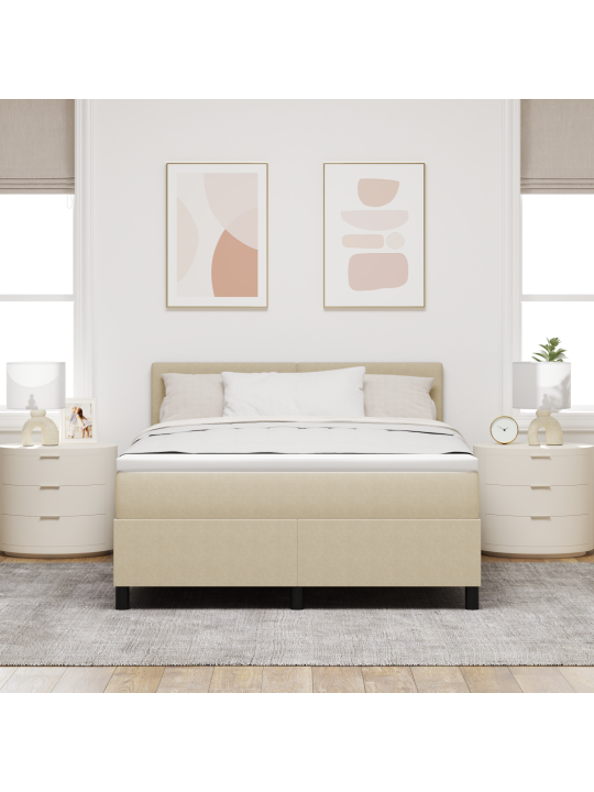 Pohjasänky patjalla ja led-valolla beige 140x200 cm kankaan materiaali