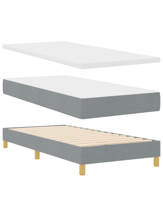 Box spring -sänky patjalla, vaaleanharmaa, 80x200 cm, kangasta