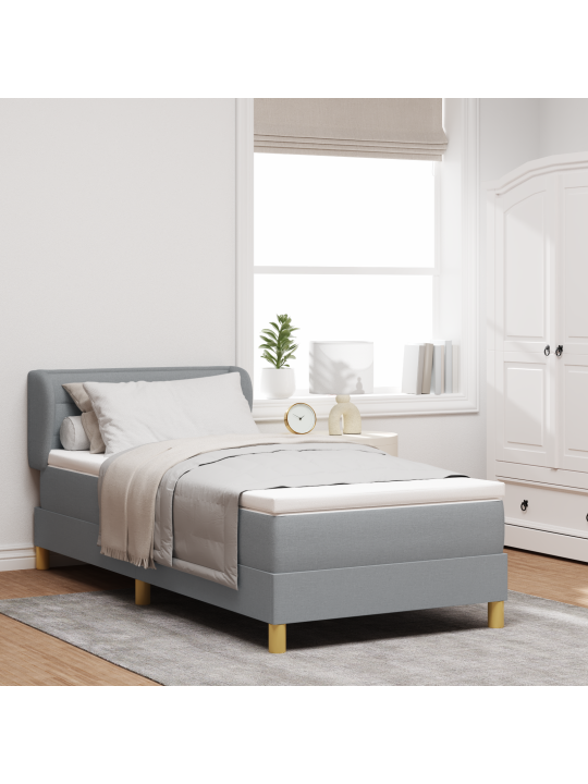Box spring -sänky patjalla, vaaleanharmaa, 80x200 cm, kangasta