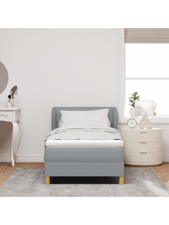 Box spring -sänky patjalla, vaaleanharmaa, 80x200 cm, kangasta