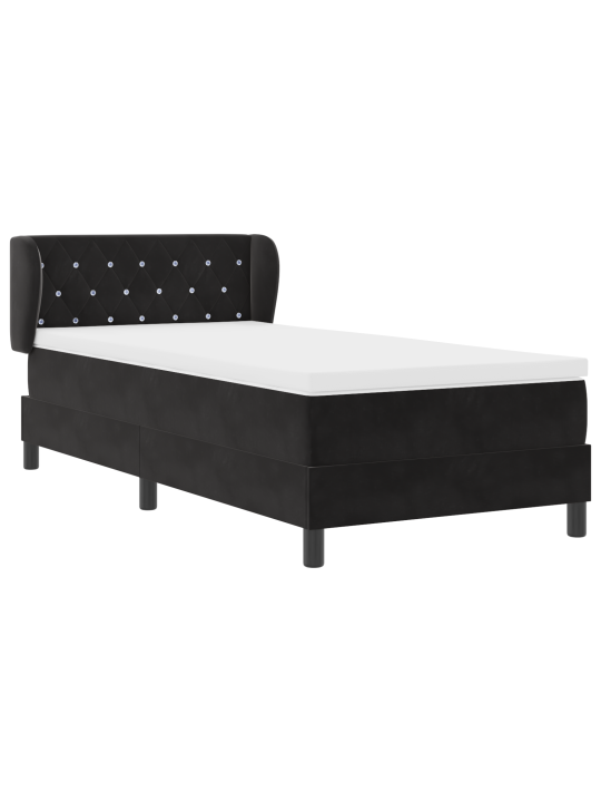 Box spring -sänky patjalla, musta, 90x190 cm, sametti