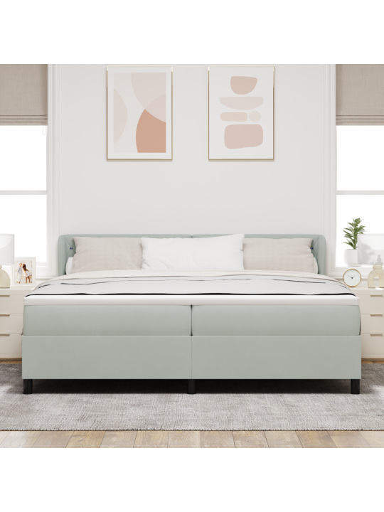 Box spring -sänky patjalla, vaaleanharmaa, 200x200 cm, sametti