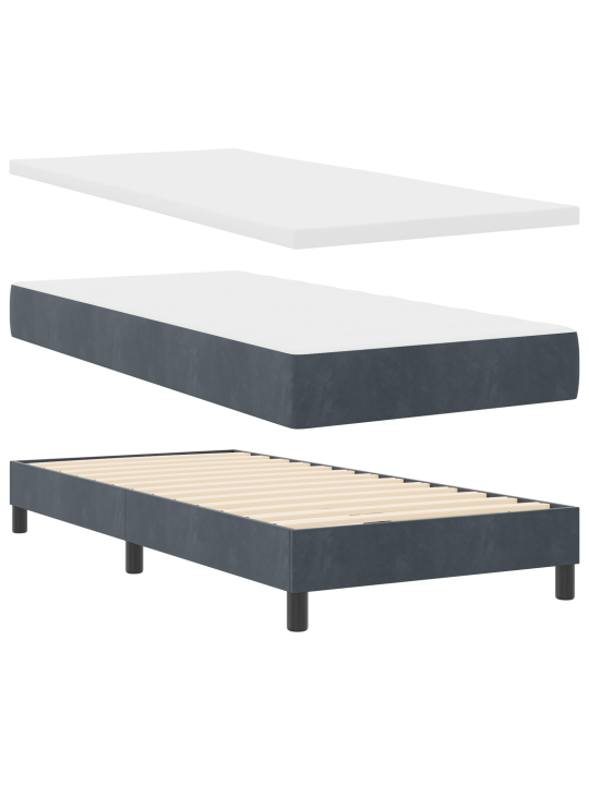Box spring -sänky patjalla, tummanharmaa, 90x200 cm, sametti