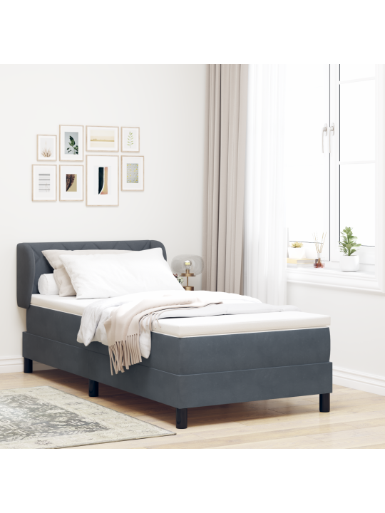 Box spring -sänky patjalla, tummanharmaa, 90x200 cm, sametti