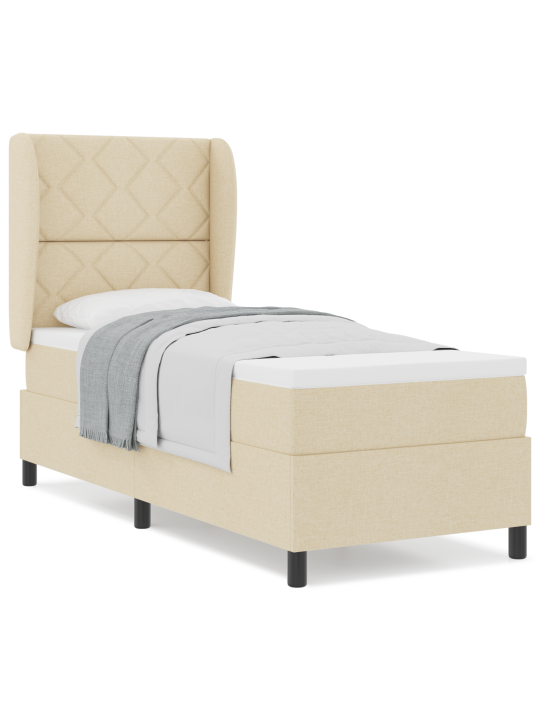Box spring -sänky patjalla - kerma, 80x200 cm kangasta