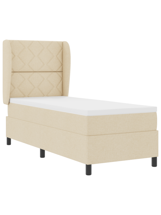 Box spring -sänky patjalla - kerma, 80x200 cm kangasta