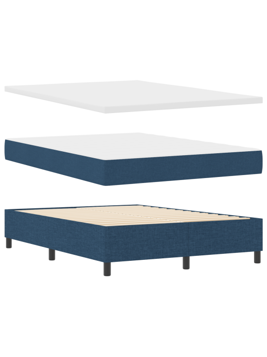 Box spring -sänky patjan kanssa - sininen, 140x190 cm, kangas