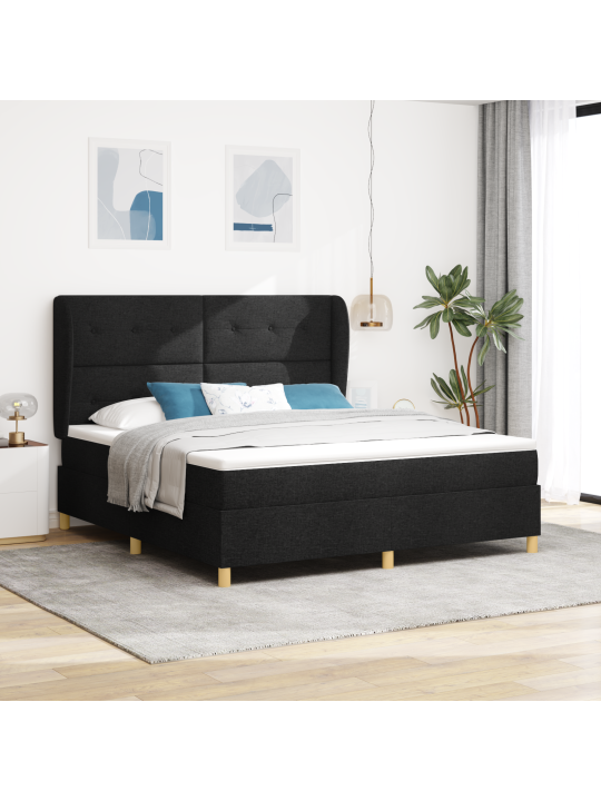 Box spring sänky patjalla musta 180x200 cm kangas