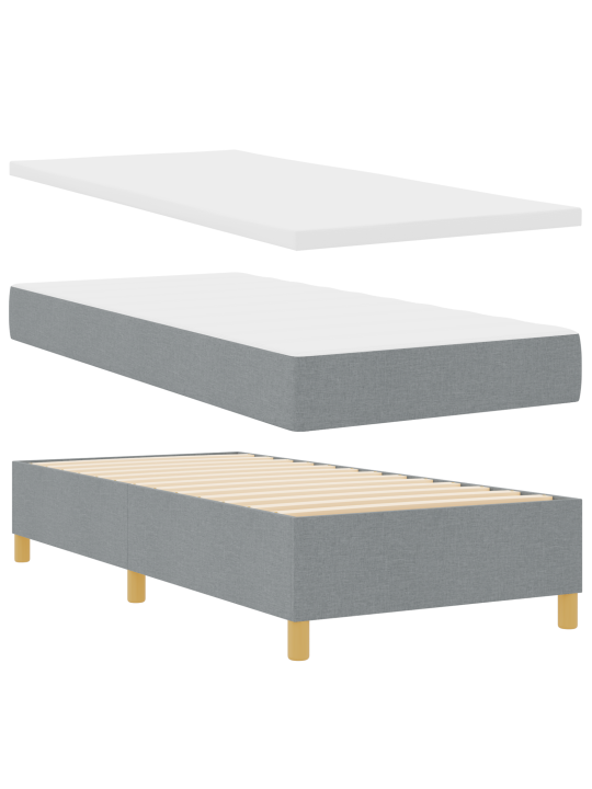 Box spring -vuode patjan kanssa - vaaleanharmaa - 90x200 cm kangas