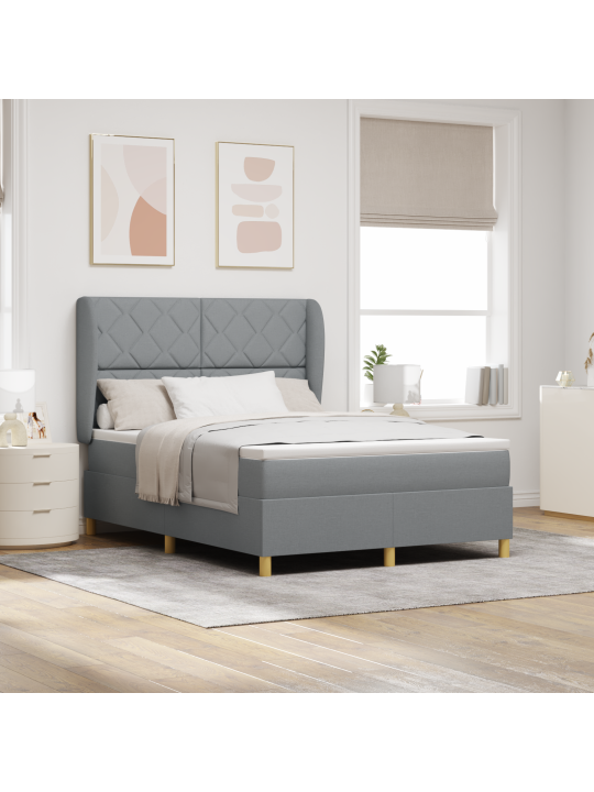 Box spring -sängynpatja, vaaleanharmaa, 160x200 cm, kangasta