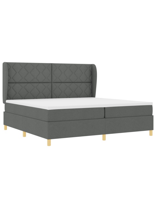 Boxspring-patja tummanharmaana 200x200 cm kankaasta