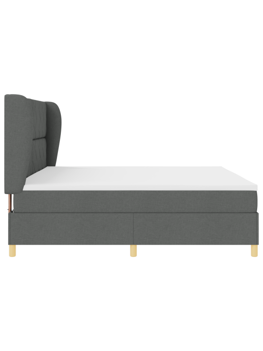 Boxspring-patja tummanharmaana 200x200 cm kankaasta