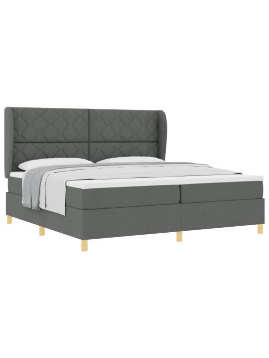 Boxspring-patja tummanharmaana 200x200 cm kankaasta