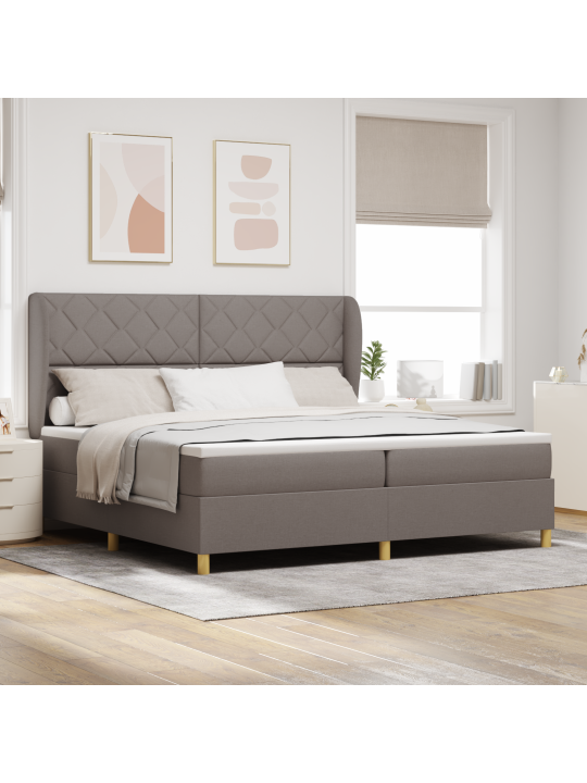 Box spring -sänky patjalla, taupe, 200x200 cm, kangas