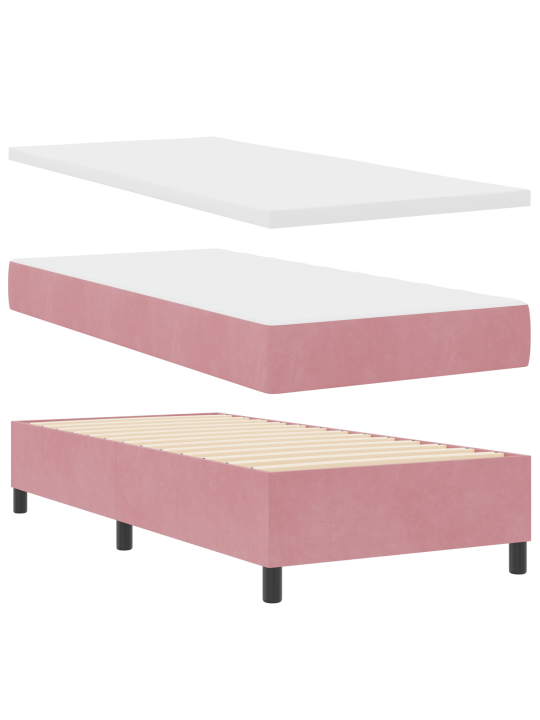 Box spring -sänky patjalla, pinkki 90x190 cm samettinen