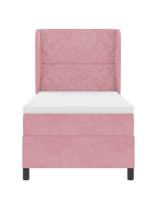Box spring -sänky patjalla, pinkki 90x190 cm samettinen