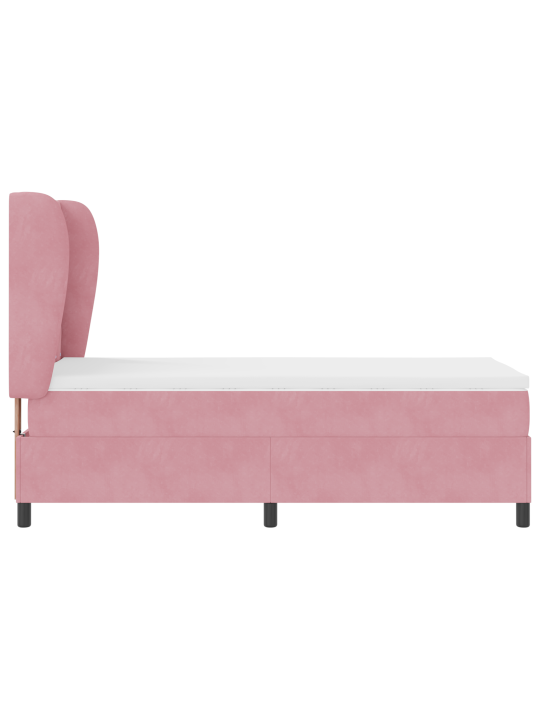Box spring -sänky patjalla, pinkki 90x190 cm samettinen