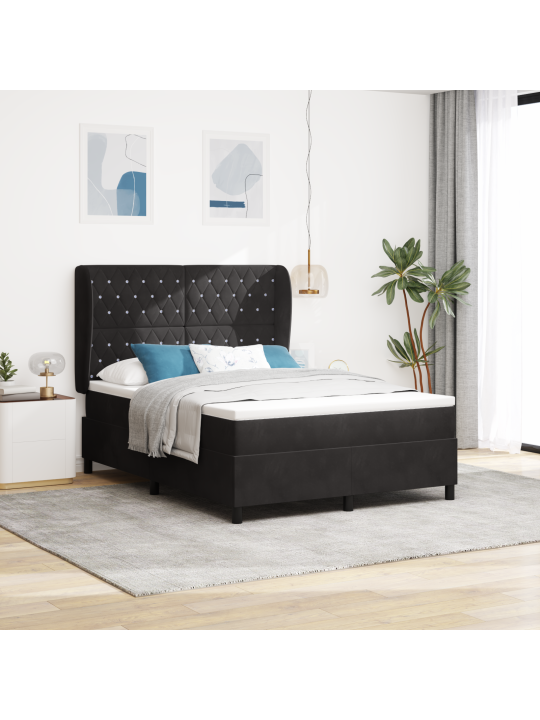Box spring -sänky patjan kanssa musta 140x200 cm sametti