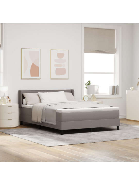 Laatikkovuode patjalla taupe 140x190 cm kangas