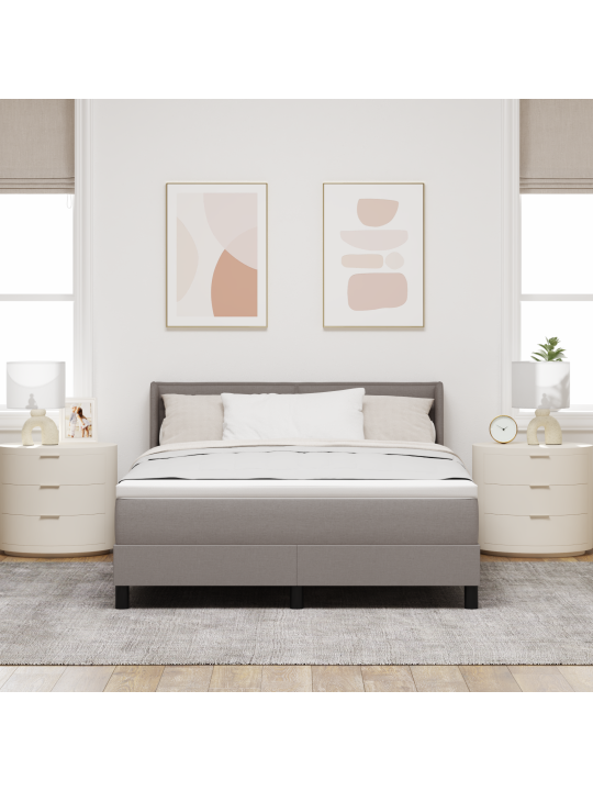 Laatikkovuode patjalla taupe 140x190 cm kangas