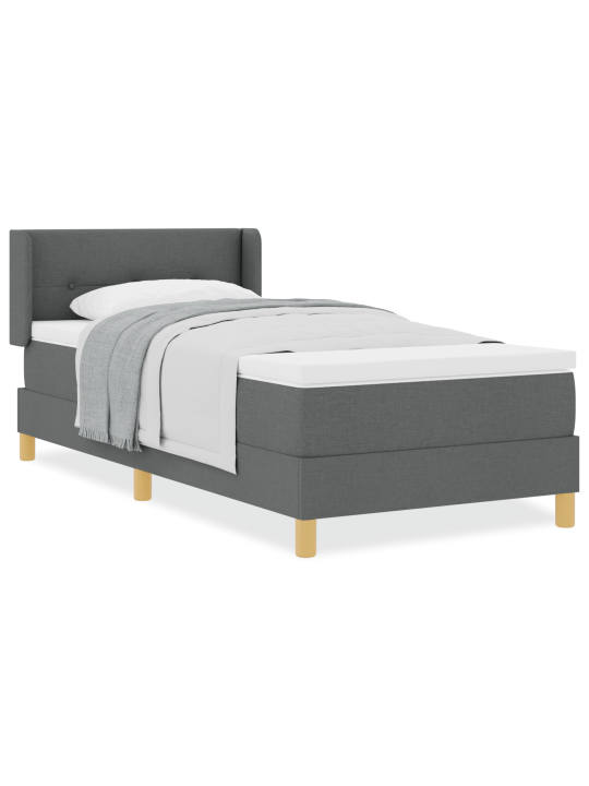 Box spring sänky patjalla tumma harmaa 80x200 cm kangas