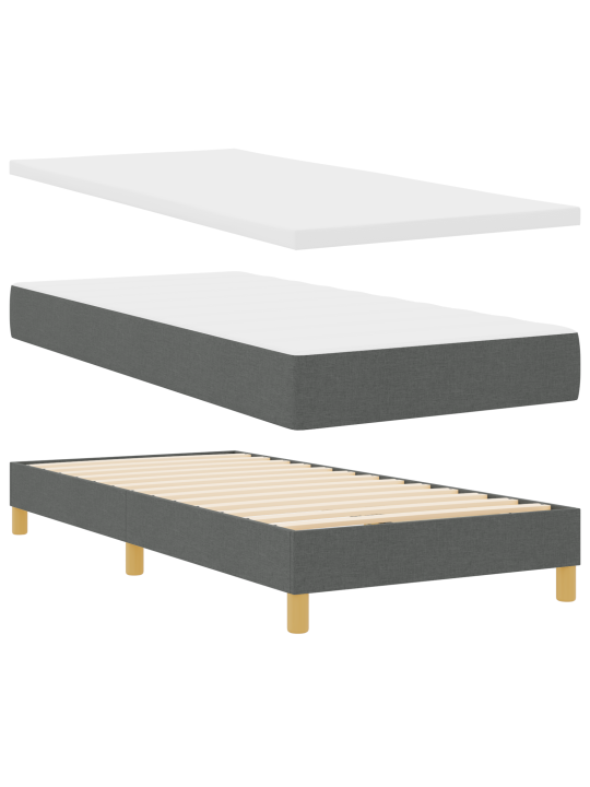 Box spring sänky patjalla tumma harmaa 80x200 cm kangas