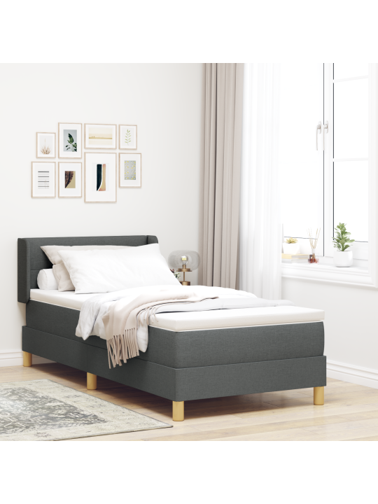 Box spring sänky patjalla tumma harmaa 80x200 cm kangas