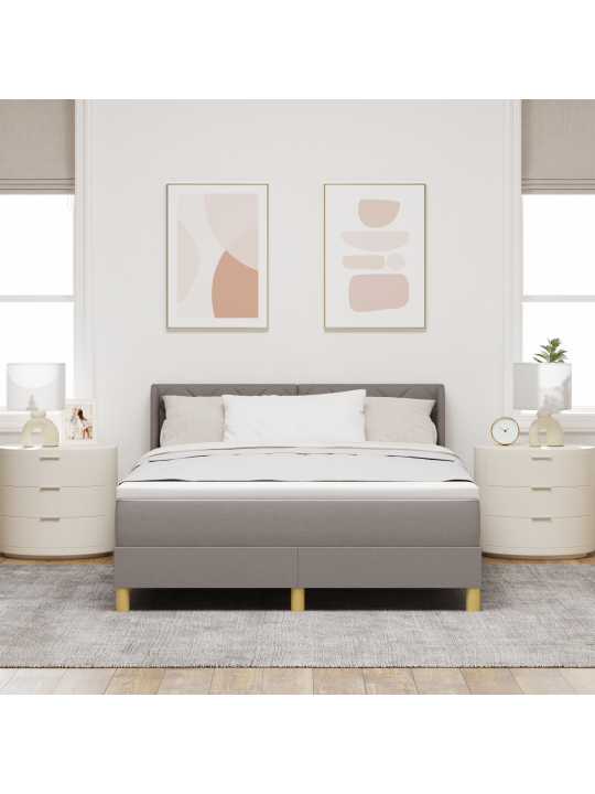 Laatikkosänky patjalla taupe 140x200 cm kangas
