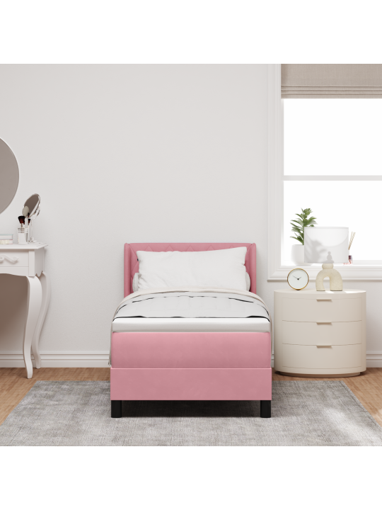 Box spring sänky patjalla vaaleanpunainen 80x200 cm sametti