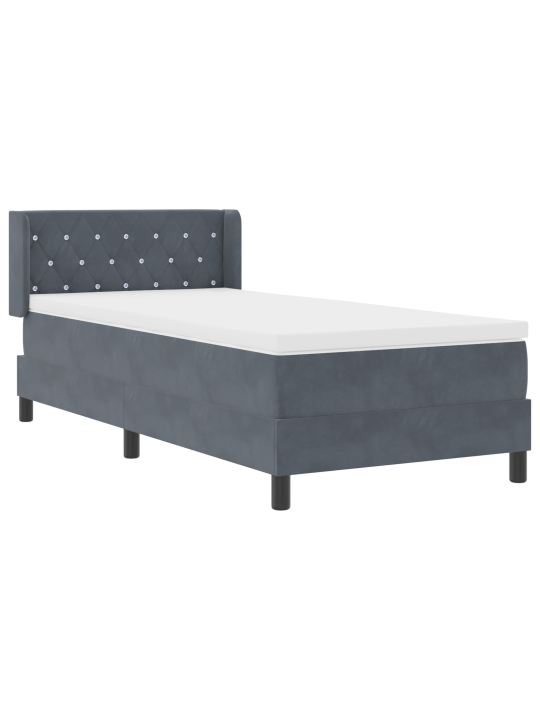 Boxspring sänky patjalla tummanharmaa 90x190 cm sametti