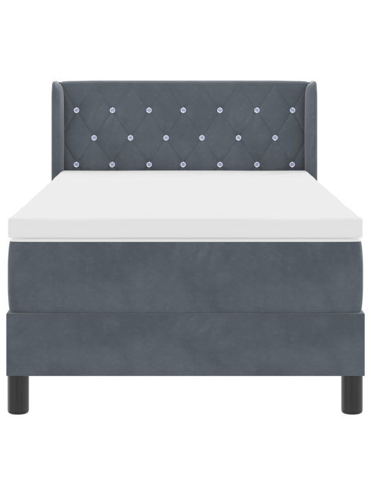 Boxspring sänky patjalla tummanharmaa 90x190 cm sametti