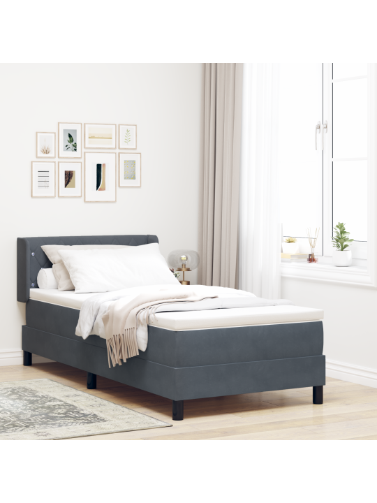 Boxspring sänky patjalla tummanharmaa 90x190 cm sametti