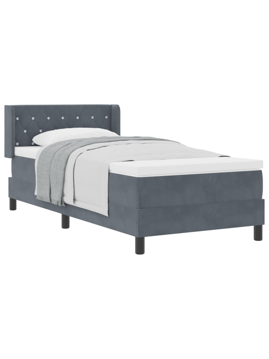 Boxspring sänky patjalla tummanharmaa 90x190 cm sametti