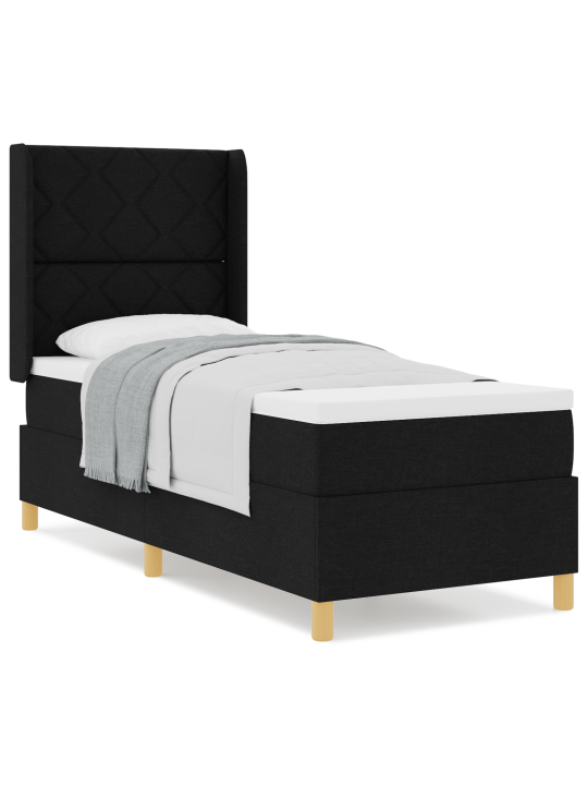 Box spring -sänky patjalla musta 80x200 cm kankaat