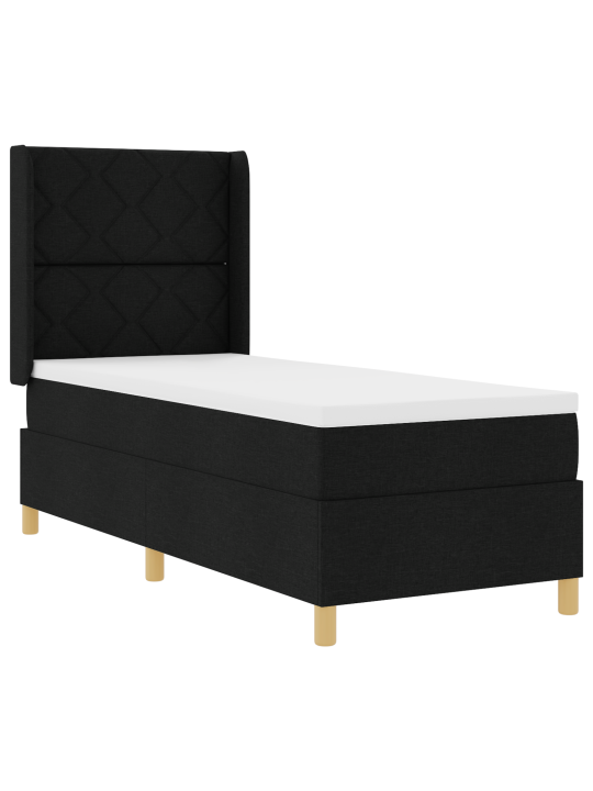 Box spring -sänky patjalla musta 80x200 cm kankaat