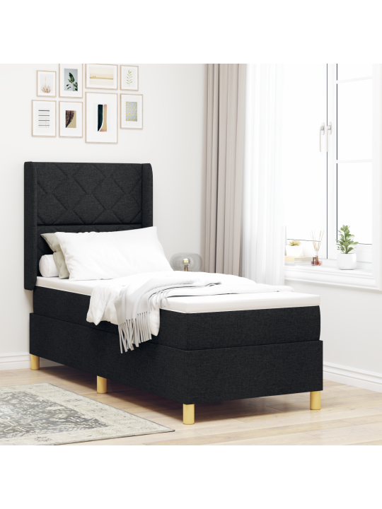 Box spring -sänky patjalla musta 80x200 cm kankaat