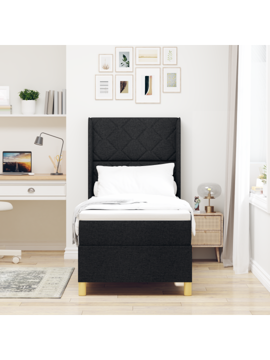 Box spring -sänky patjalla musta 80x200 cm kankaat