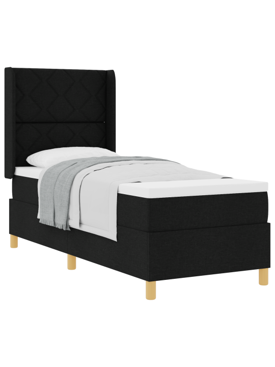 Box spring -sänky patjalla musta 80x200 cm kankaat