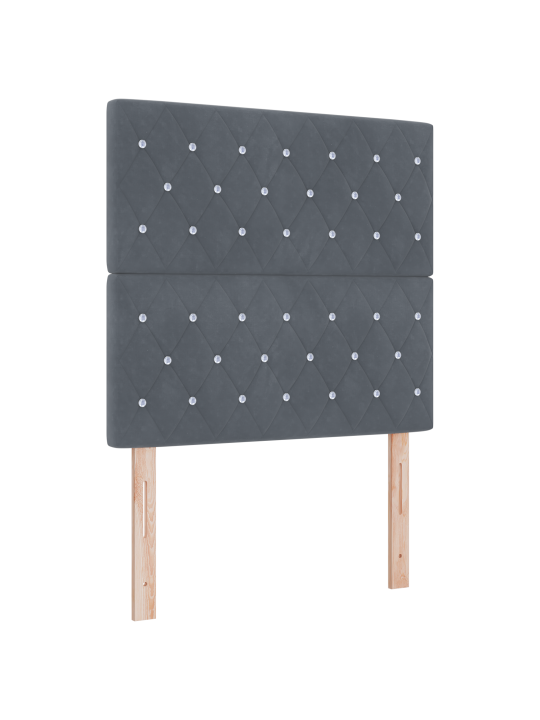 Sänky box spring patjalla tumma harmaa 90x190 cm sametti