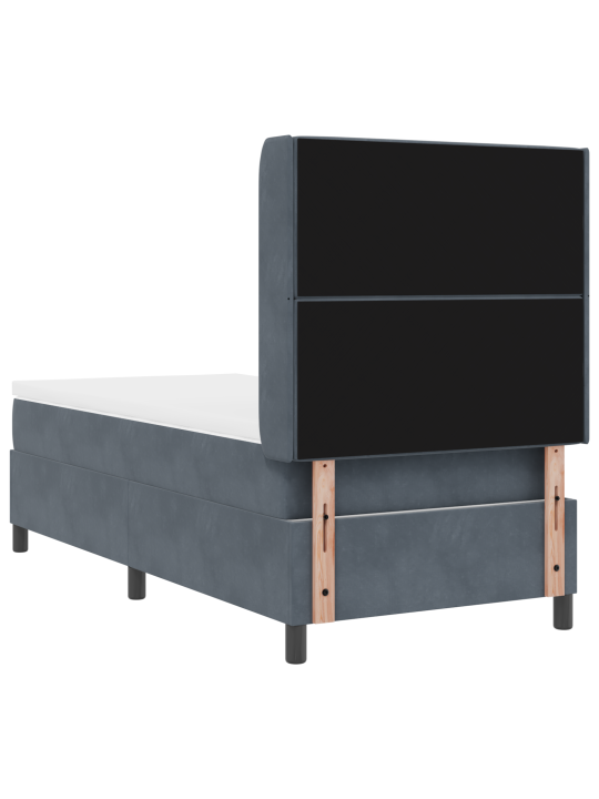 Sänky box spring patjalla tumma harmaa 90x190 cm sametti
