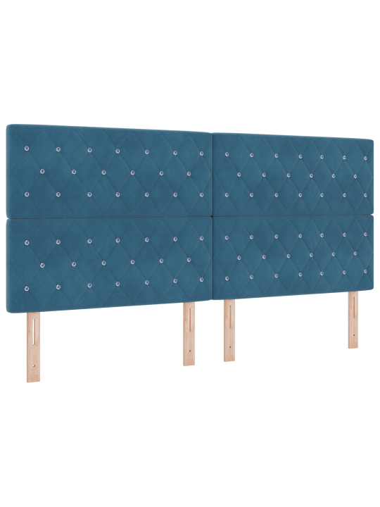 Laatikkopohjallinen sänky patjalla tummansinisessä 200x200 cm sametissa