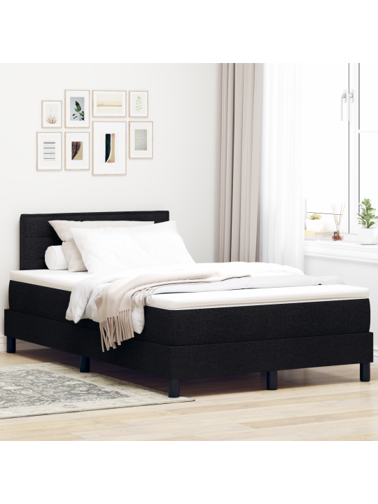 Box spring sänky patjalla & led musta 120x190 cm kangas