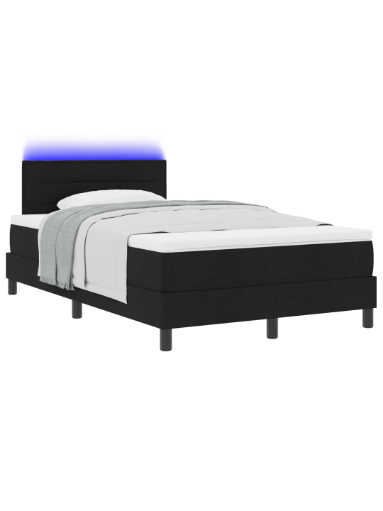 Box spring sänky patjalla & led musta 120x190 cm kangas