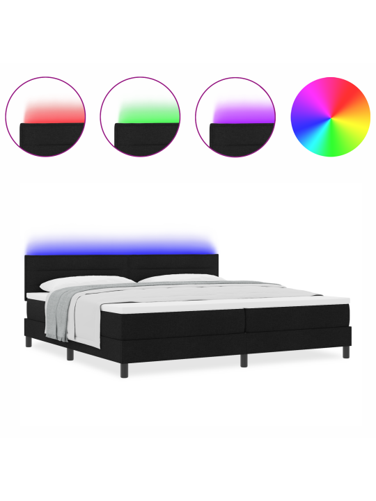 Box spring -sänky patjalla & led musta 200x200 cm kangas