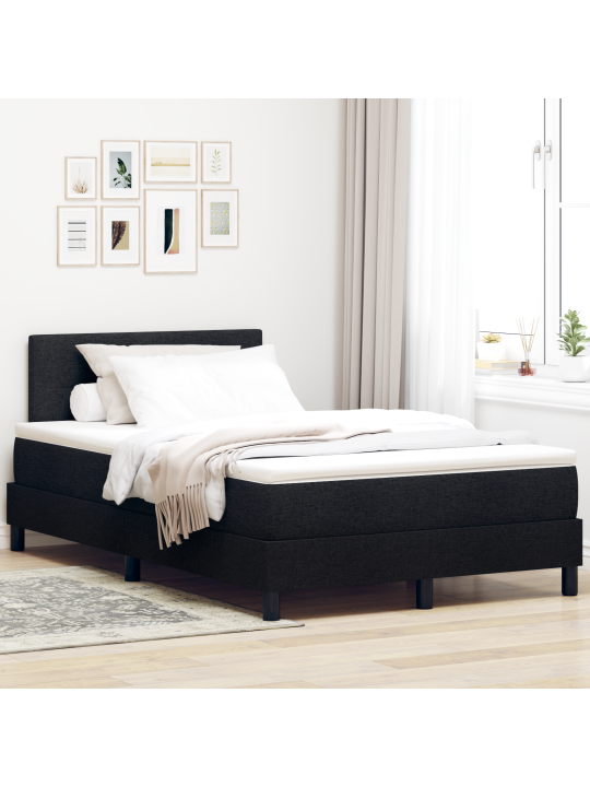 Box spring sänky patjan & led musta 120x190 cm kangas