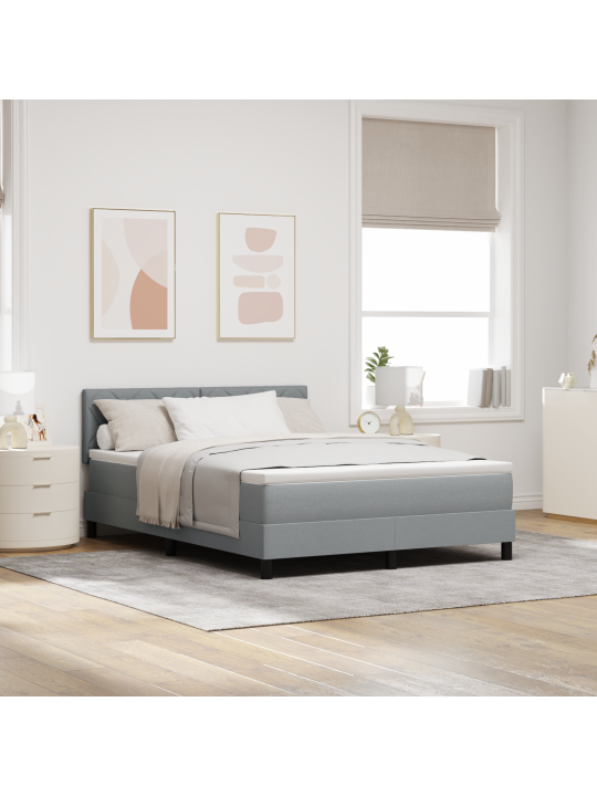 Box spring -vuode patjalla & led vaaleanharmaa 140x200 cm kangas