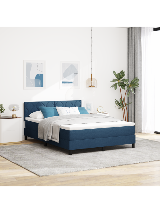 Box spring sänky patjalla & led sininen 160x200 cm kangas