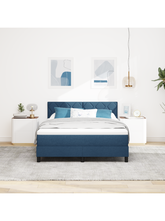 Box spring sänky patjalla & led sininen 160x200 cm kangas