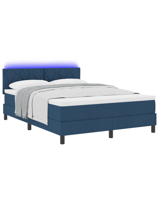 Box spring sänky patjalla & led sininen 160x200 cm kangas